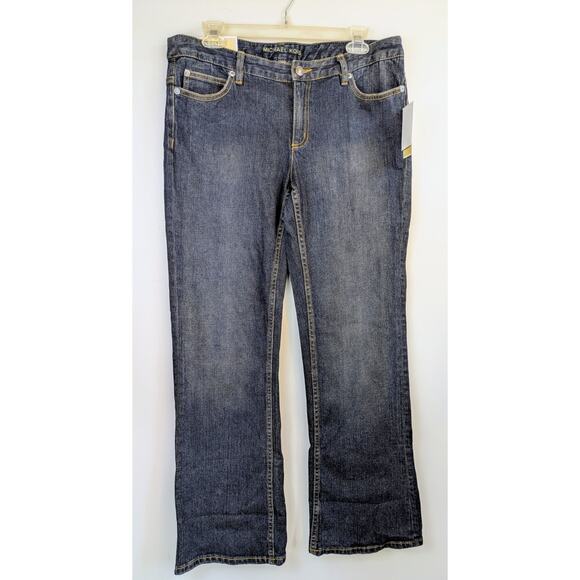 Michael Kors Boot Cut Jeans 10 Blue MK Signature Indigo Mid Rise Stretch NEW - Picture 2 of 11